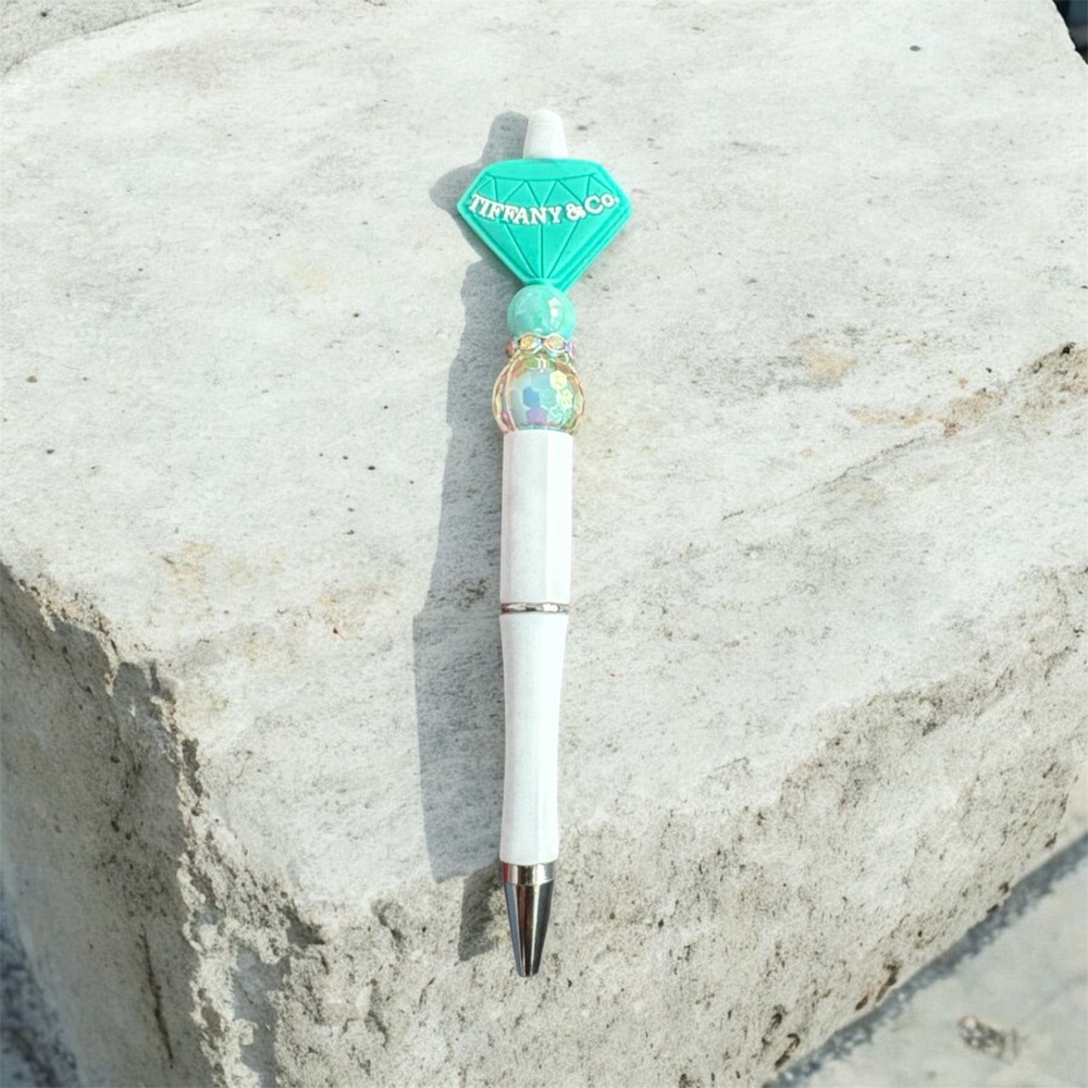 Turquoise and White Gem Pen